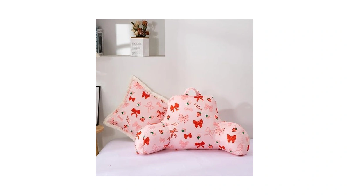 Aimuan Reading Pillow Bed Rest Wedge Backrest Pillow Red Bow