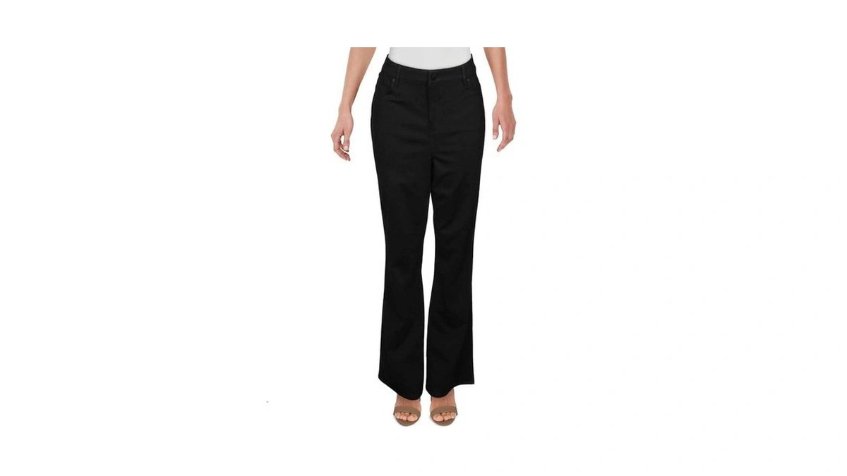 Nydj Womens Marilyn Straight In Black Pants, Black, 0 Us