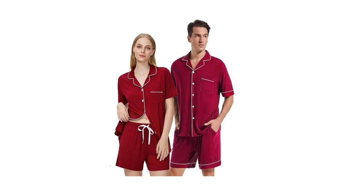 Guriyzee Matching Pajamas For Couples Men And Women Button Down