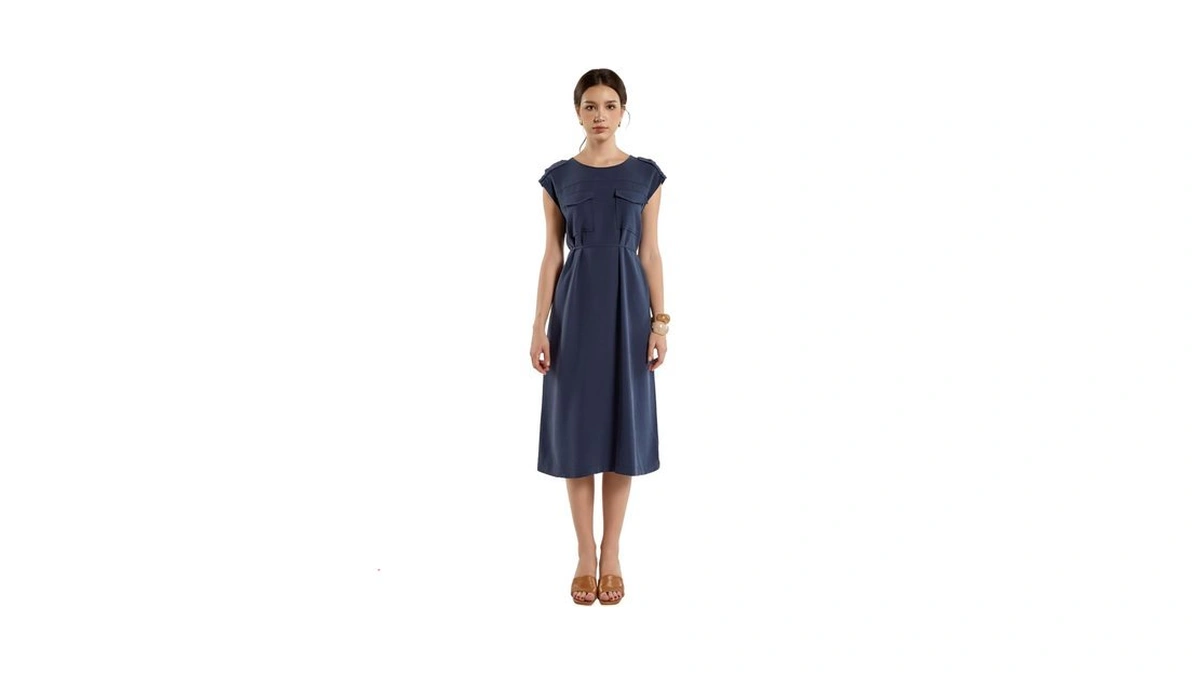 Sixdo G-navy Khaki Loose Dress, Casual Style Perfect For Everyday
