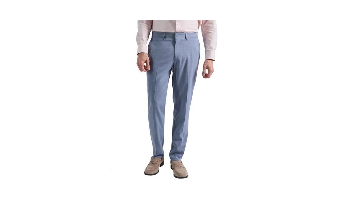 Haggar Men's Smart Wash Tonal Plaid Slim Fit Flat Front