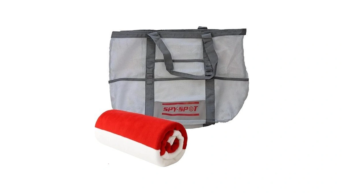 Spy Spot Mesh Tote Bag And 60x30 Beach Towel Bundle,