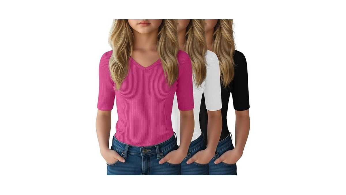 Lessonzoo 3 Pack Girls T Shirts 5-14 Years Tween Summer