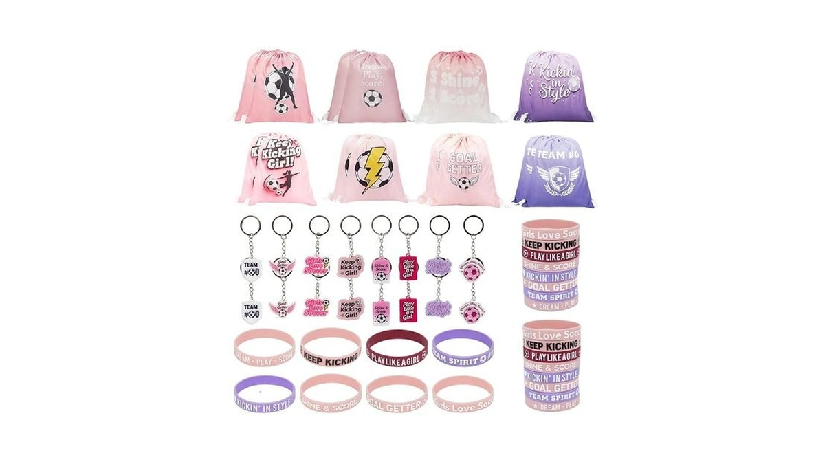 Kmjuix Soccer Goodie Bags For Team, 16 Pack Party Favors