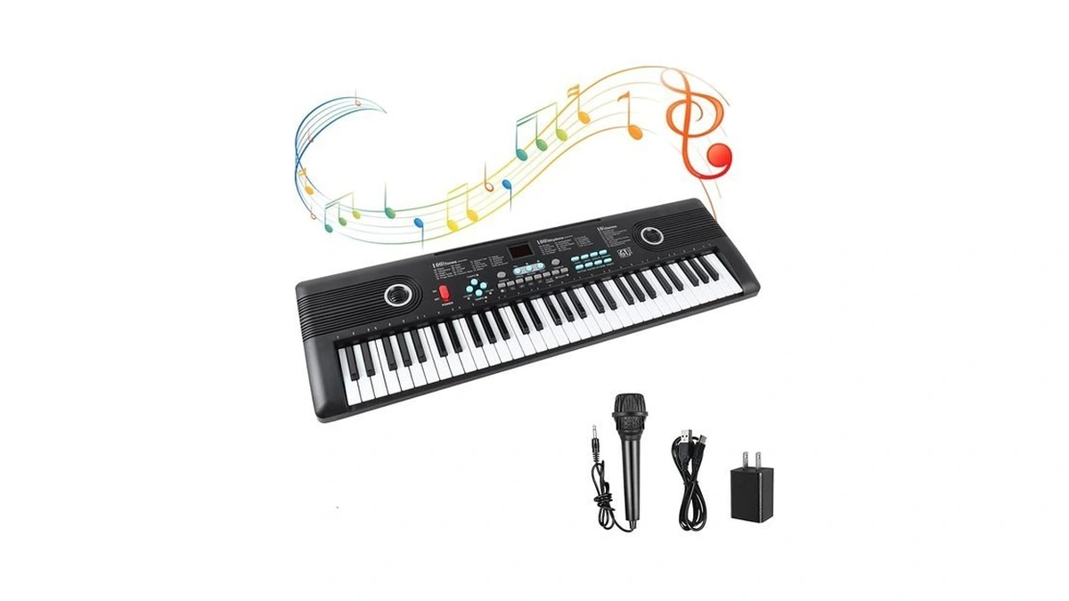 61 Key Piano Keyboard With Built-in Speaker & Microphone, Portable