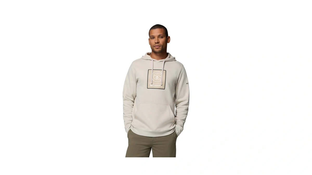 Columbia Men's Trek Graphic Hoodie, Dark Stone/linework C Badge, Large