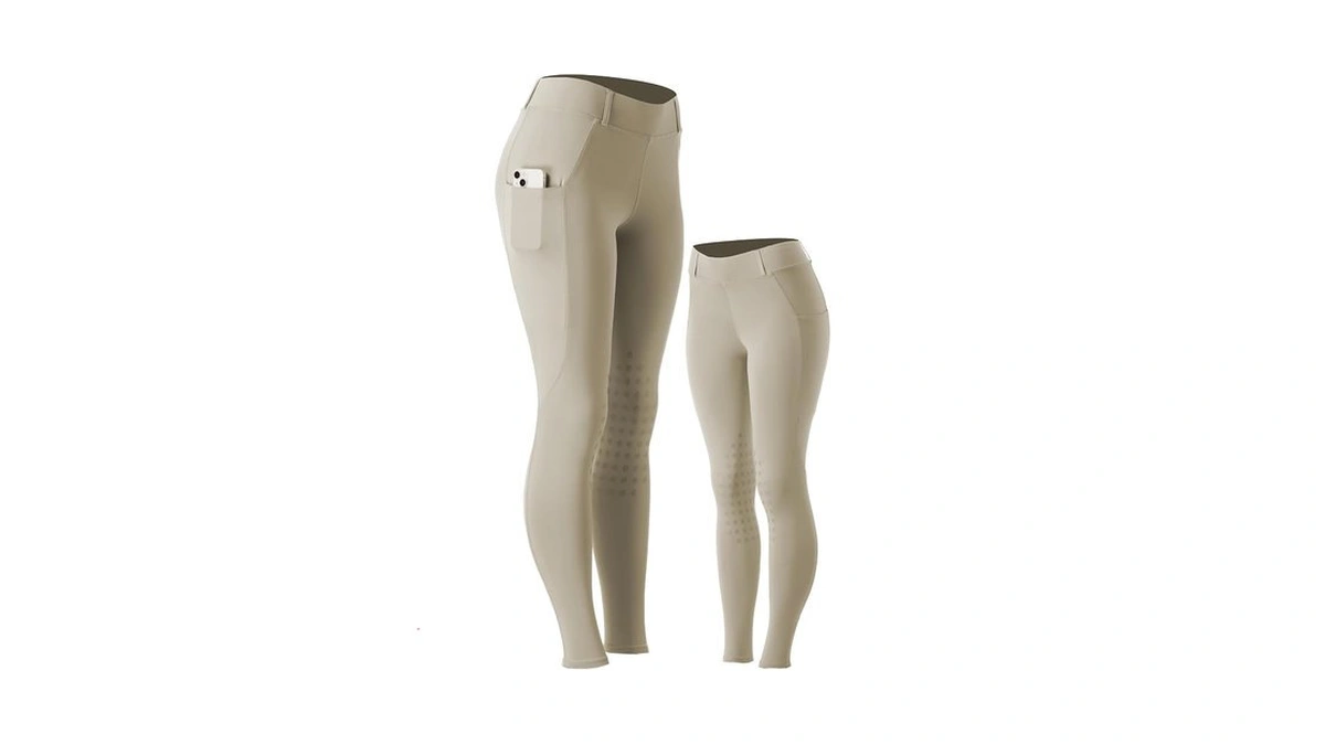 Equinavia Classic Womens Equestrian Silicone Knee Patch Breeches With Phone