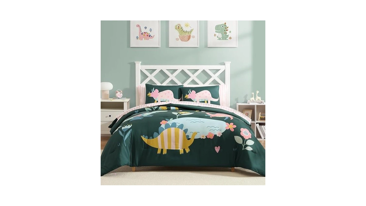 Amberspace Queen Comforter Sets For Girls, Dinosaur Kids Bedding Set