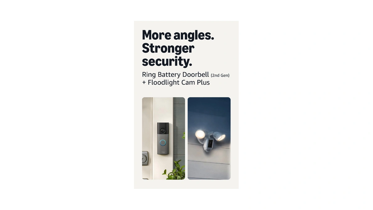 Ring Battery Doorbell (newest Model), Speckled Gray With Floodlight Cam