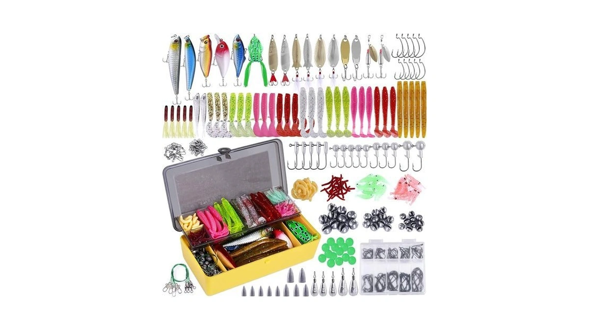 Plusinno 302pcs Fishing Lures, Fishing Tackle Box With Tackle Included,