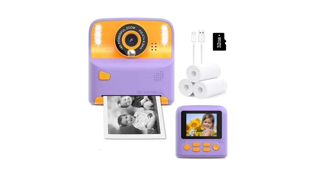 Amzelas Kids Instant Print Camera, Portable Travel Toys Camera For