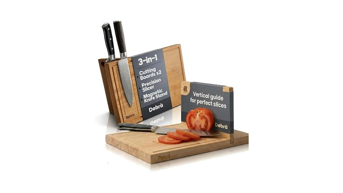 Dobra 3-in-1 Bamboo Magnetic Cutting Board Set With Stand |