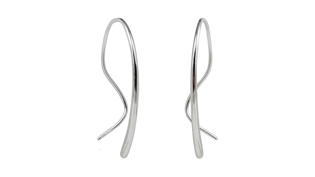 Pull Through Earrings 925 Sterling Silver Handmade Curved Open Hoops