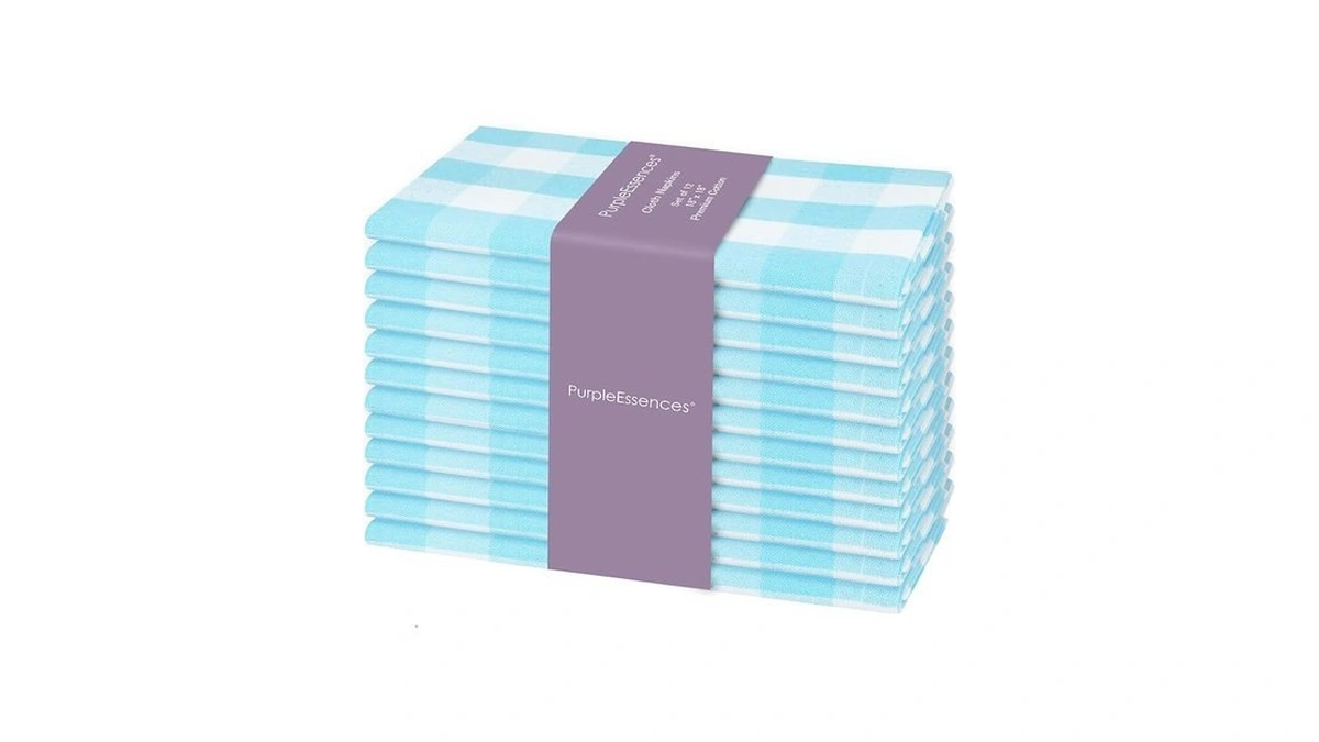 Purpleessences Buffalo Plaid Cloth Napkins - Mitered Corners - Spring