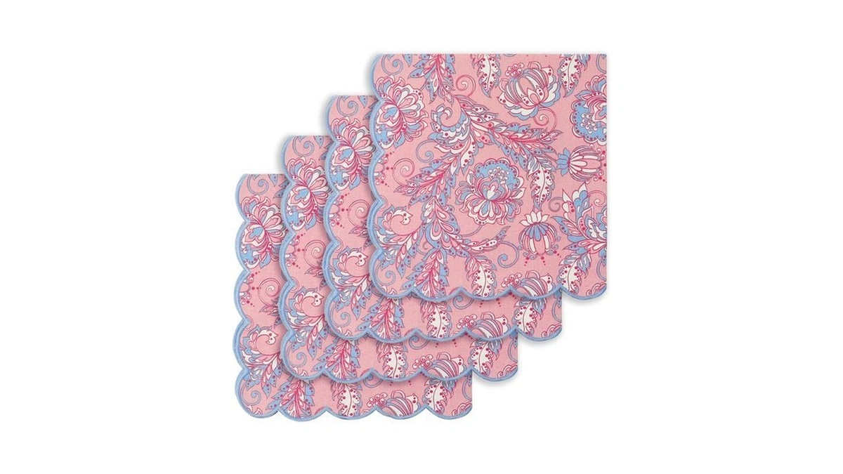 Purpleessences Scalloped Embroidery Cloth Napkins - Spring Easter Summer -