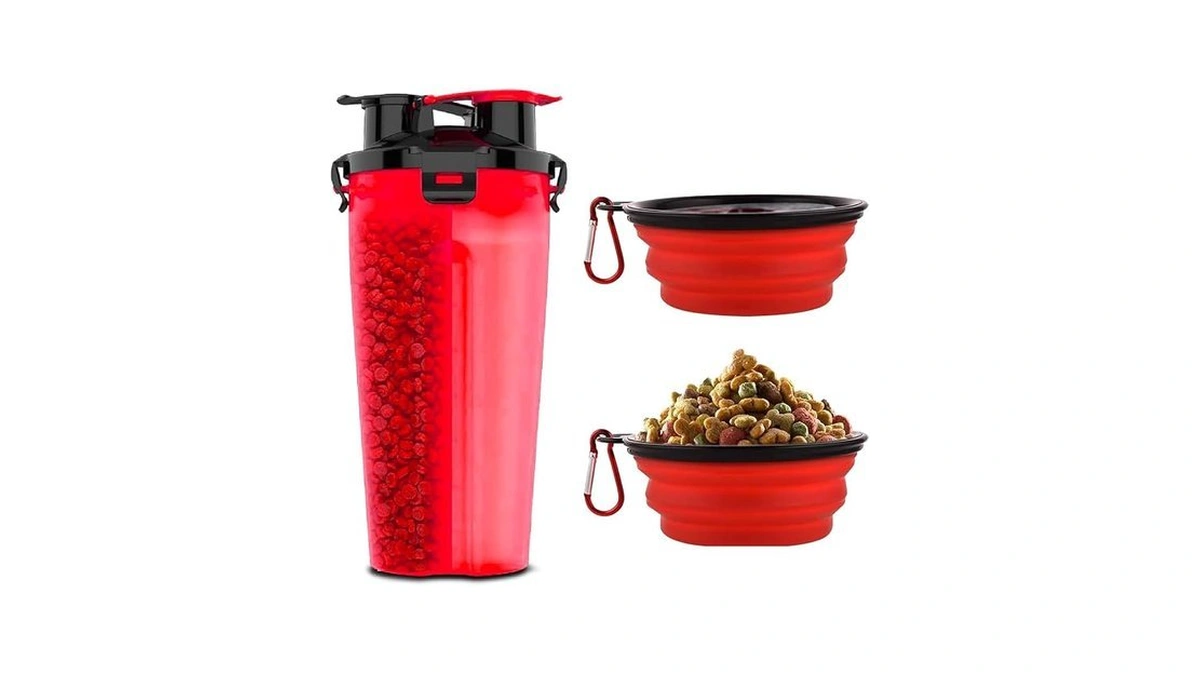 Dog Travel Water Bottle W/collapsible Bowls - Portable 2 In