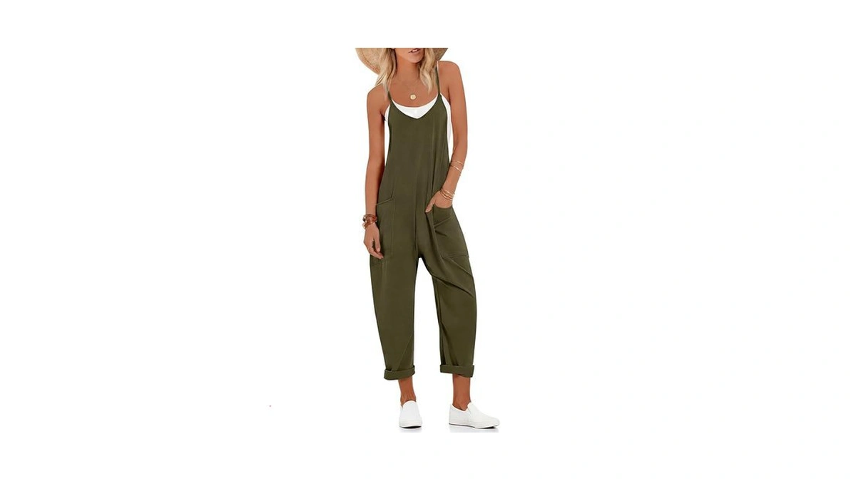 Ekouaer Jumpsuits For Women Casual Summer Overalls Sleeveless Spaghetti Strap