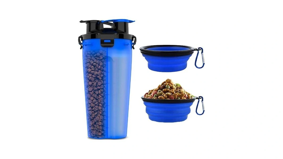 Dog Travel Water Bottle W/collapsible Bowls - Portable 2 In