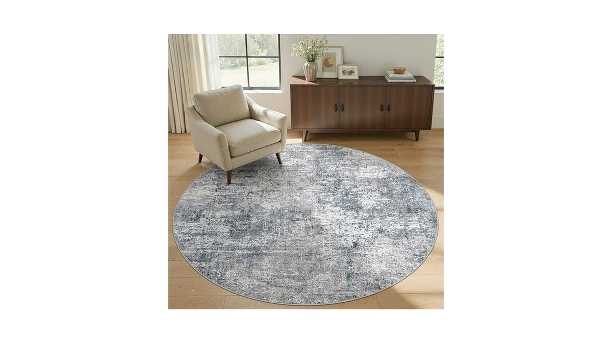 6ft Round Area Rugs For Living Room: Washable Large Neutral