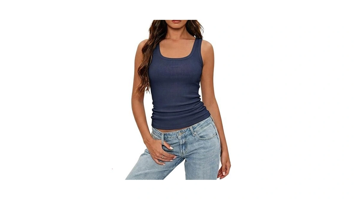 Mapick Tank Tops For Women Ribbed Fitted Sleeveless Camisole Summer