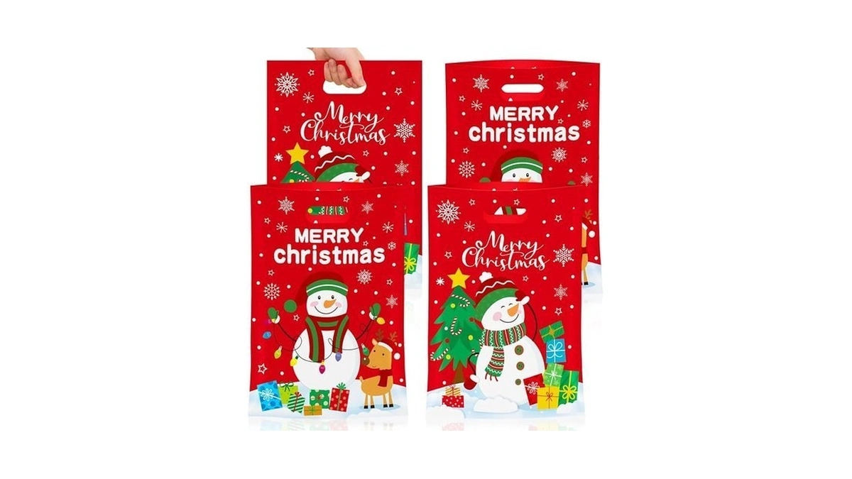 Perfqu 50 Pcs Christmas Gift Bags With Handles - Merry