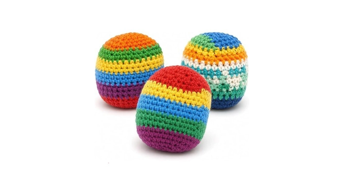 Sxhate 3 Pack Crochet Footbags, Random Colors Knitted Kick Sack