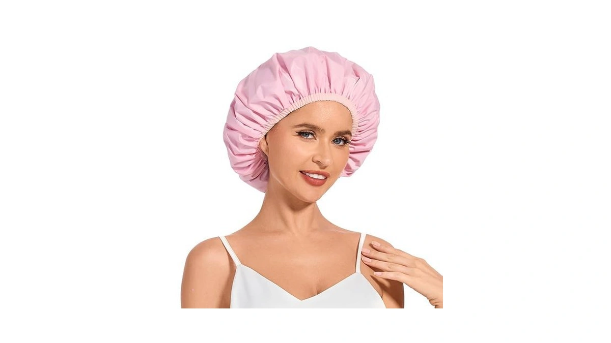 Shower Cap For Women Waterproof Reusable, Large Shower Cap Non-slip