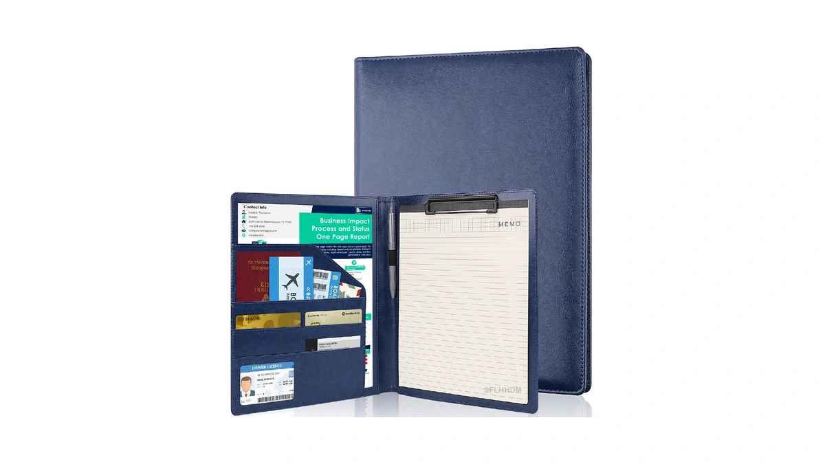 Clipboard Padfolio With Storage Pocket,clipboard Folder Portfolio Organizer,360 Degree Foldable