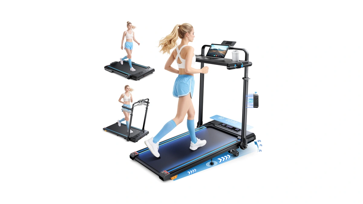 3.0hp Walking Pad Treadmill With Incline 2%-7%-12%, 6 In 1