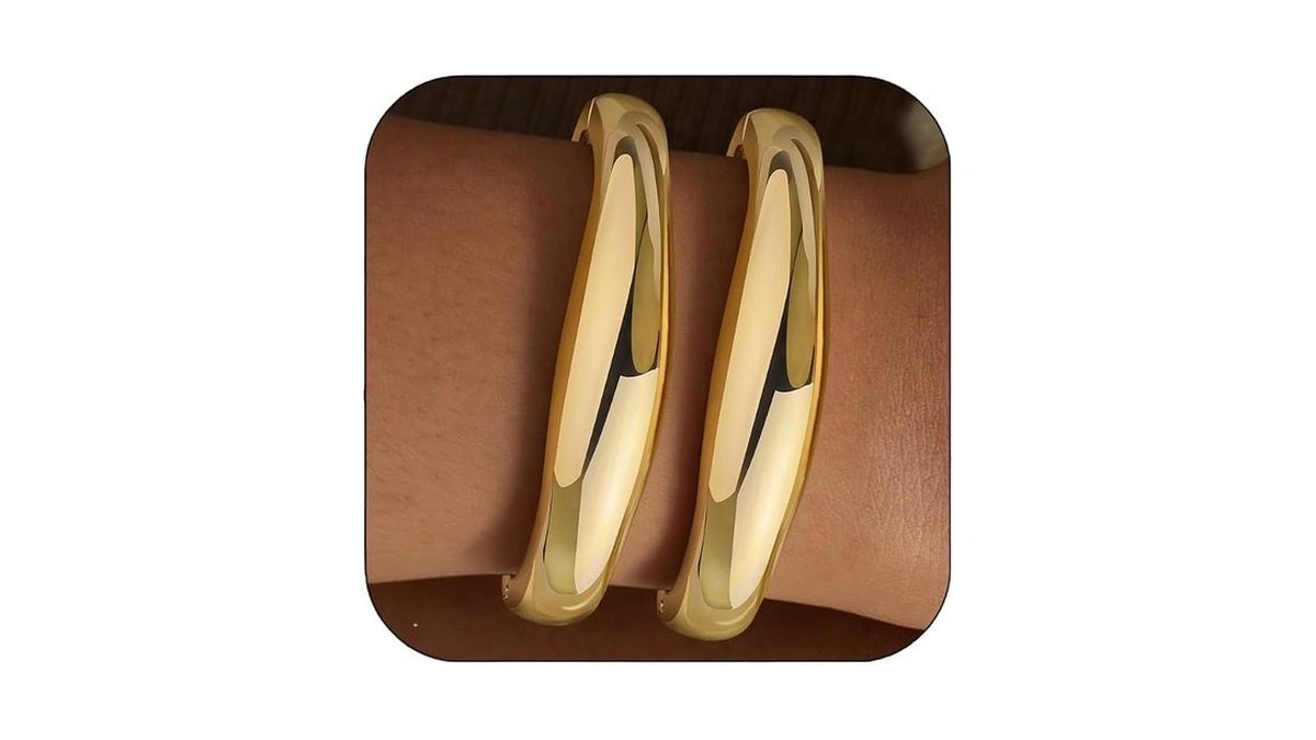 Zhuozatrfa Gold Bangle Bracelets For Women Chunky Cuff Stackable Waterproof