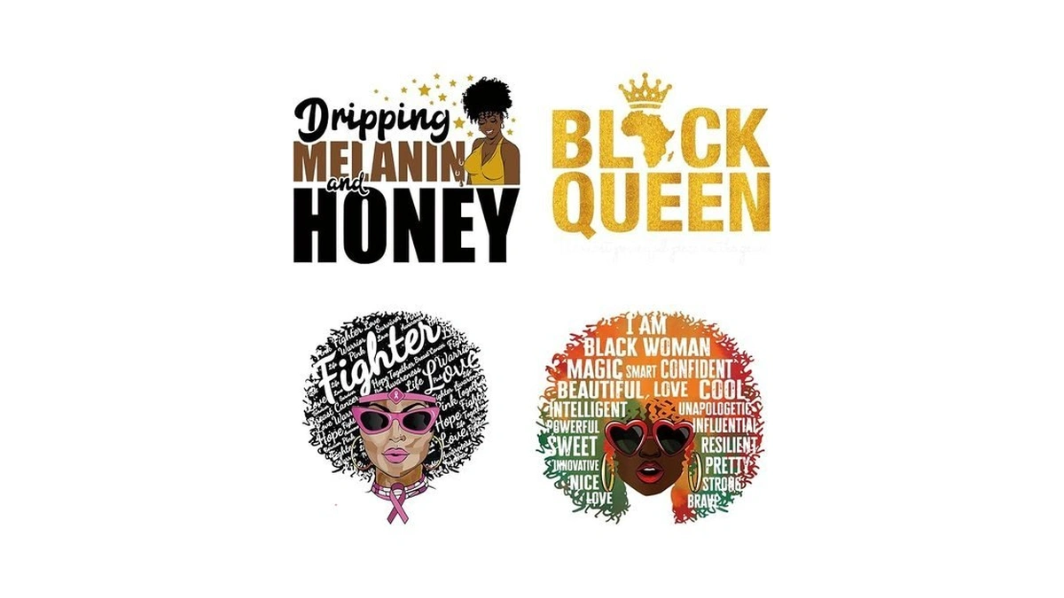 4pcs Black Queen Iron On Decals Heat Transfers Patches For