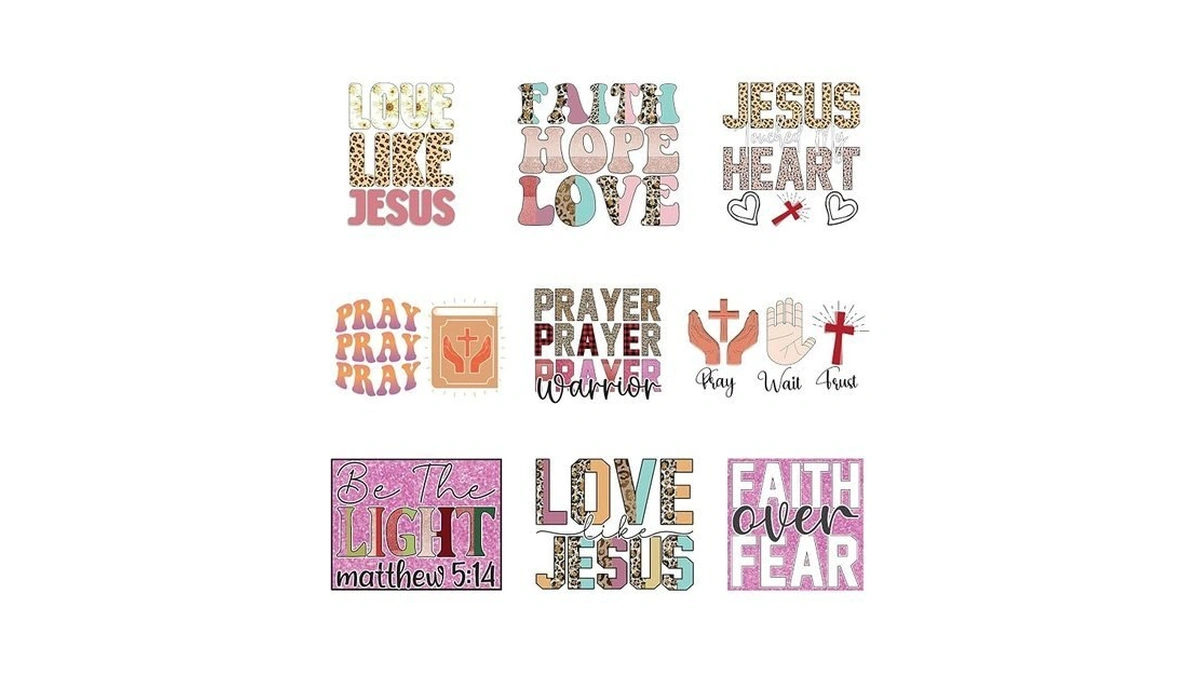 9pcs Love Jesus Iron On Decals For Clothing Diy Heat