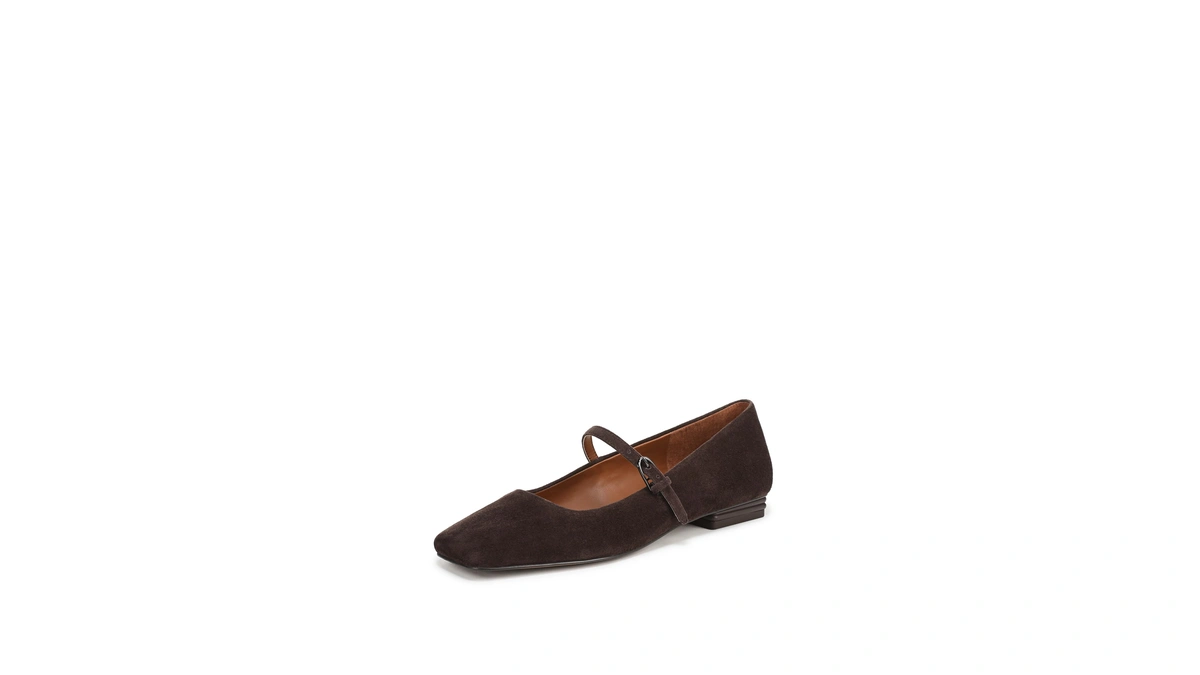 Franco Sarto Women's Tinsley Mary Jane Flat Hickory Brown Suede