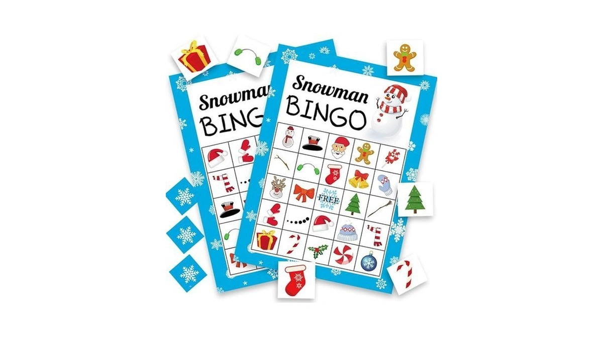 Happy Storm Christmas Bingo Game For Kids Adults, Snowman Bingo