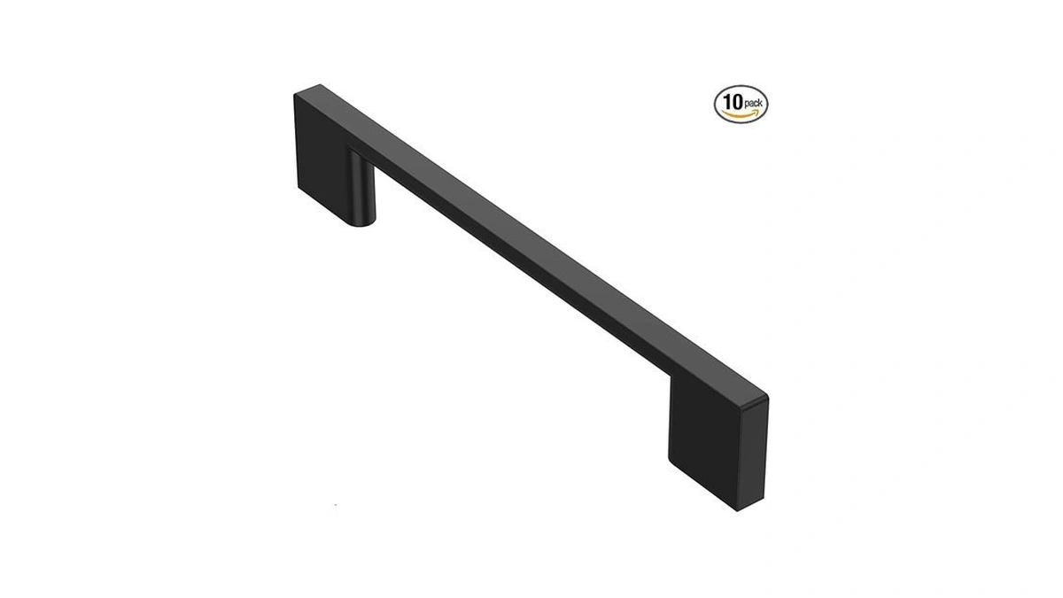 Alzassbg 10 Pack Matte Black Cabinet Pulls, 5 Inch(128mm) Hole