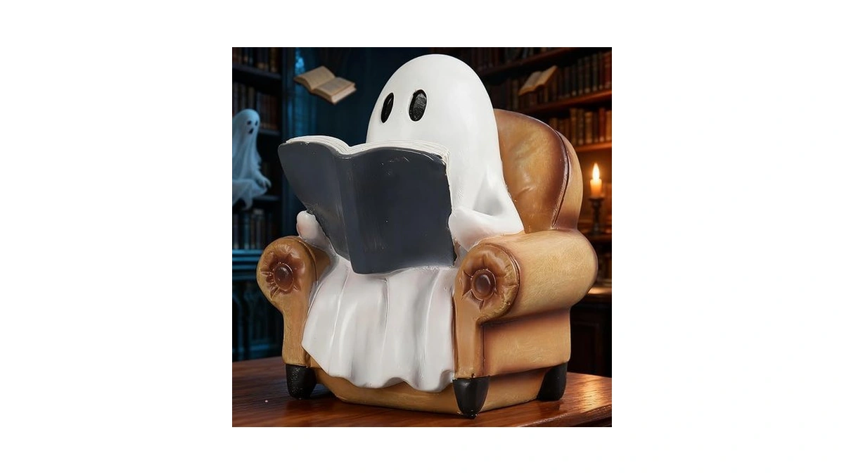 Pajh Ghost Reading Book Figurines Ghost Decor Halloween Decorations Indoor