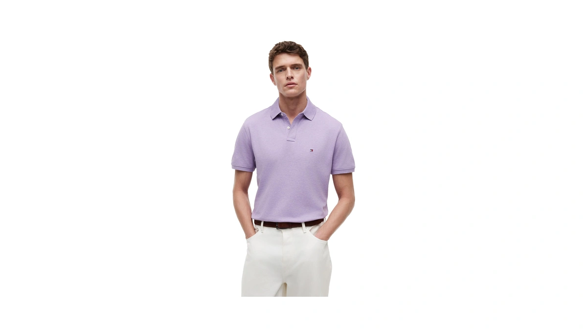 Tommy Hilfiger Men's 1985 Classic Short Sleeve Polo, Lavender Heather