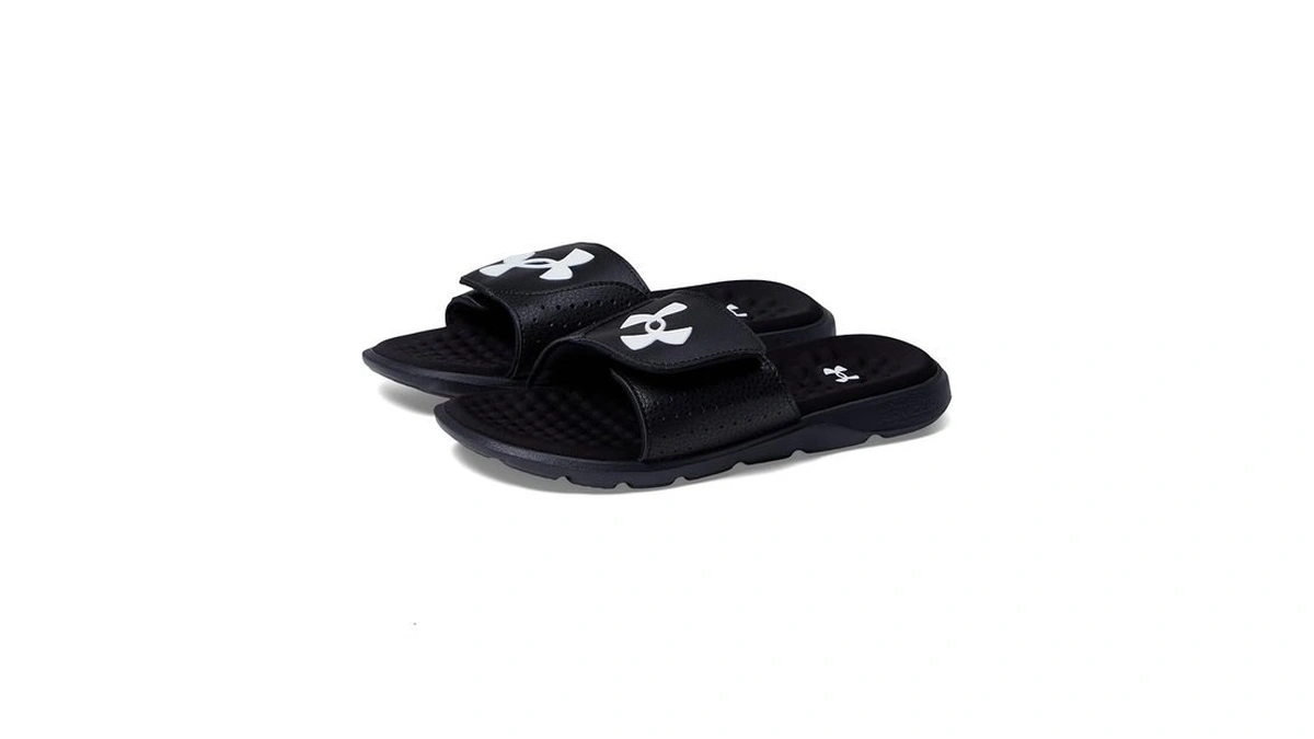 Under Armour Boys' Ignite Pro Slide, (001) Black/black/white, 6, Us