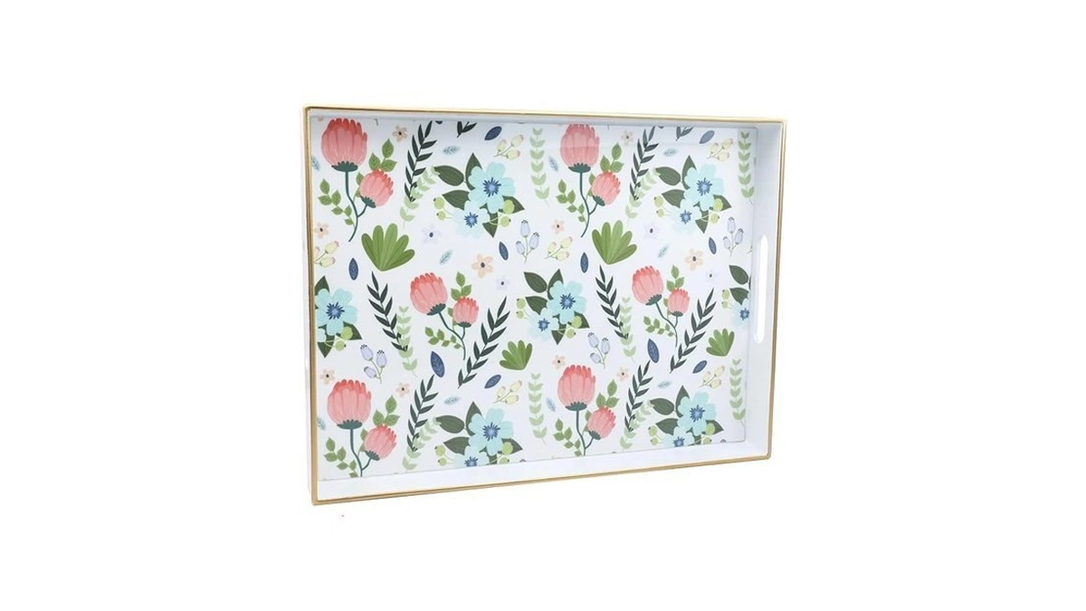 Leemxiiny Rectangle Serving Tray With Handles, Coffee Table Tray For