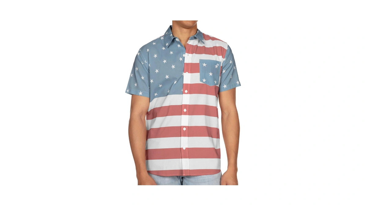 Tipsy Elves Faded Flag Button Down Shirt Size Medium