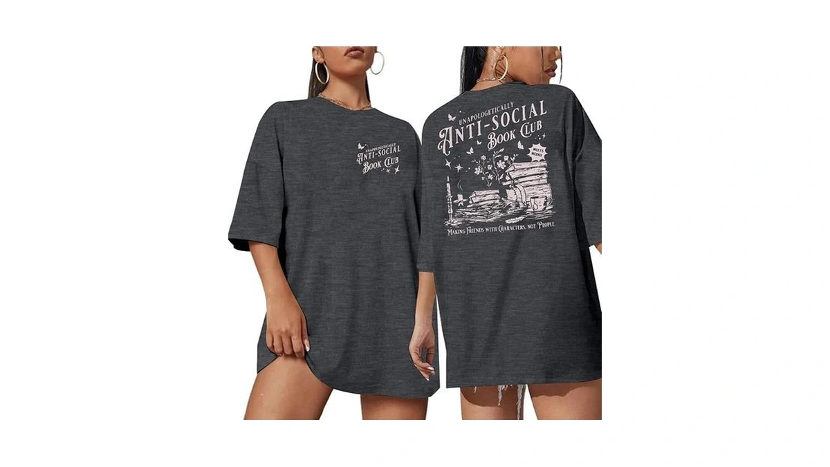 Supeya Anti Social Book Club Shirt Women Book Lover Teacher