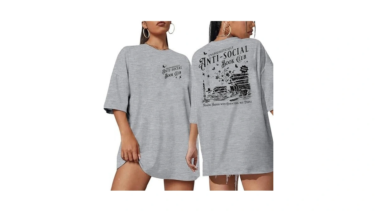 Supeya Anti Social Book Club Shirt Women Book Lover Teacher