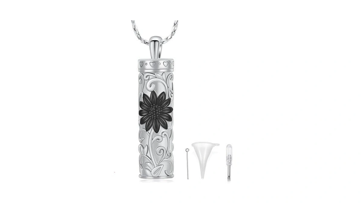 Qgjnsgc Sunflower Celtic Urn Necklace Cylinder Bar Urn Necklace For