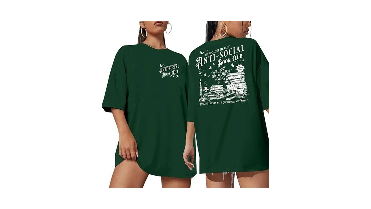 Supeya Anti Social Book Club Shirt Women Book Lover Teacher
