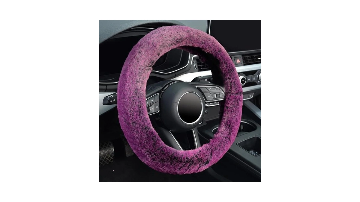 Kafeek Frost Fluffy Microfiber Plush Steering Wheel Cover For Winter
