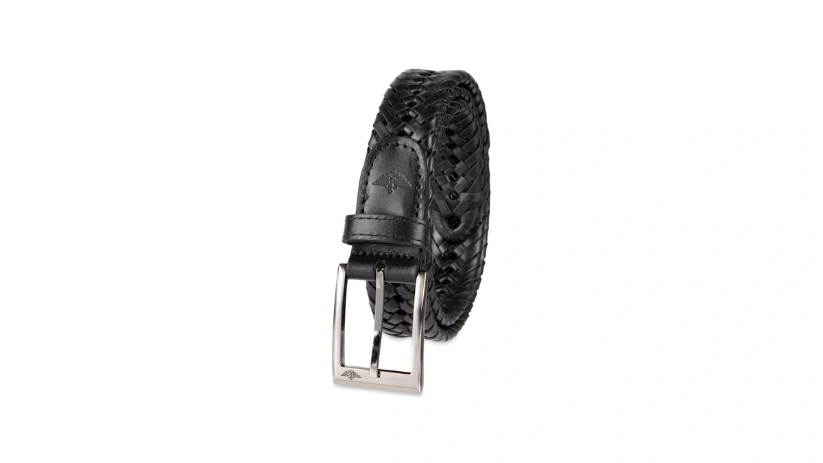 Dockers Men's Leather Braided Casual And Dress Belt,black,42