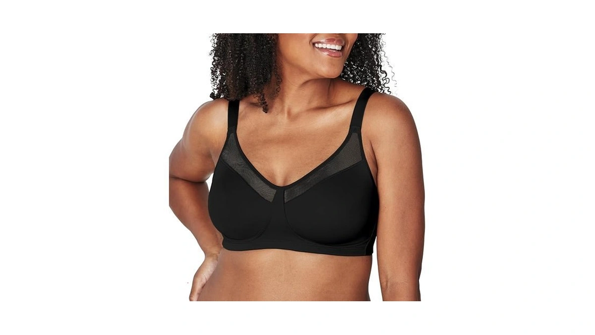 Playtex Womens 18 Hour Smoothing Wirefree Us4697 Minimizer Bra, Black,
