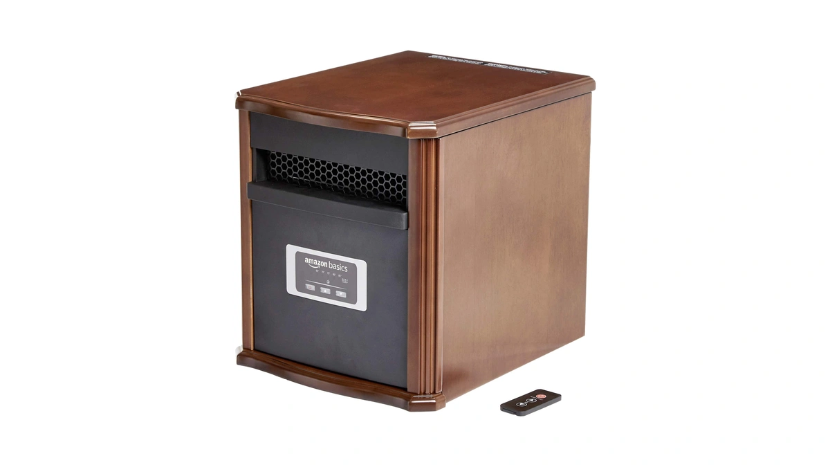 Amazon Basics Portable Space Heater With Remote Control, Adjustable Thermostat,