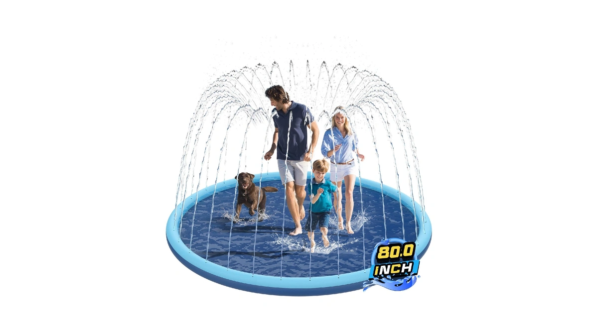 Non-slip Splash Pad For Kids And Dog, 80" Extra Large