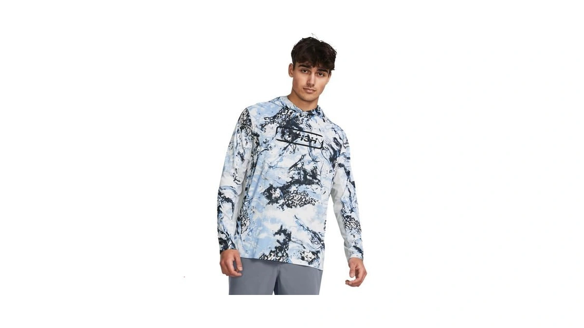 Under Armour Men's Iso-chill Shorebreak Camo Hoodie, (475) Carolina Blue/halo